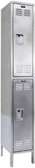 Hallowell - 2 Door, 2 Tier, Stainless Steel Locker - Exact Tooling