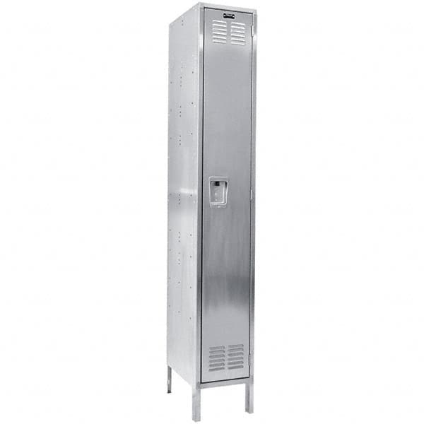 Hallowell - 1 Door, 1 Tier, Stainless Steel Locker - Exact Tooling
