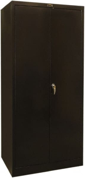 Hallowell - 4 Shelf Combination Storage Cabinet - Steel, 36" Wide x 24" Deep x 72" High, Black - Exact Tooling
