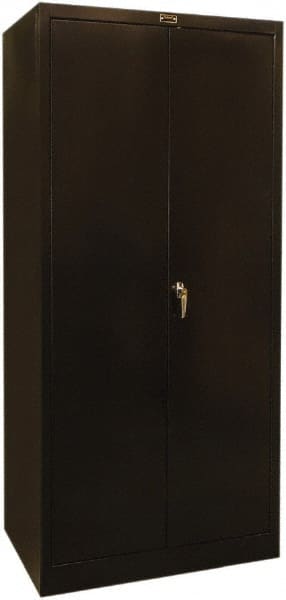 Hallowell - 4 Shelf Locking Storage Cabinet - Steel, 36" Wide x 24" Deep x 72" High, Black - Exact Tooling