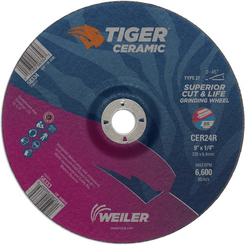 9X1/4 TIGER CERAMIC T27 GRIND WHL - Exact Tooling