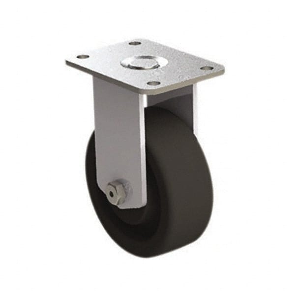 E.R. Wagner - 4" Diam x 1-1/2" Wide x 5-3/8" OAH Top Plate Mount Rigid Caster - Phenolic, 450 Lb Capacity, Roller Bearing, 2-3/4 x 3-3/4" Plate - Exact Tooling