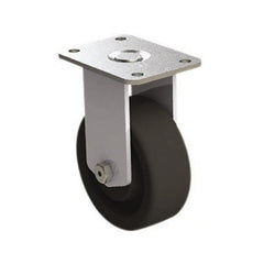 E.R. Wagner - 4" Diam x 1-1/2" Wide x 5-3/8" OAH Top Plate Mount Rigid Caster - Phenolic, 450 Lb Capacity, Roller Bearing, 2-3/4 x 3-3/4" Plate - Exact Tooling