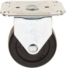 E.R. Wagner - 3" Diam x 1-1/4" Wide x 3-3/4" OAH Top Plate Mount Rigid Caster - Hard Rubber, 210 Lb Capacity, 2-3/4 x 3-3/4" Plate - Exact Tooling