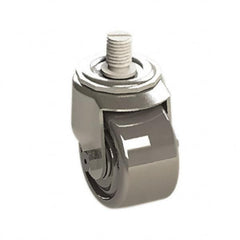 E.R. Wagner - 3" Diam x 1-3/4" Wide x 3-3/4" OAH Stem Mount Swivel Caster - Phenolic, 500 Lb Capacity, Roller Bearing, 3/4-10 x 1" Threaded Stem - Exact Tooling