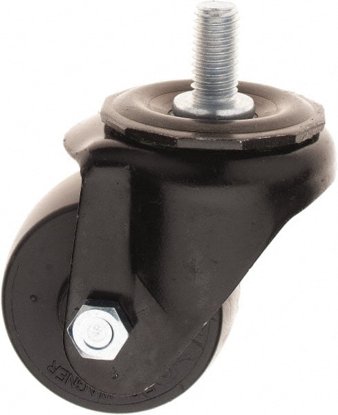 E.R. Wagner - 2-1/2" Diam x 1-3/4" Wide x 3-3/8" OAH Stem Mount Swivel Caster - Polyolefin, 300 Lb Capacity, 1/2-13 x 1" Threaded Stem - Exact Tooling