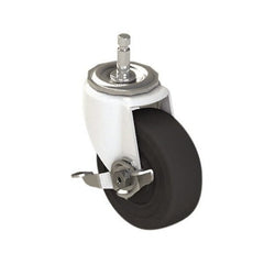 E.R. Wagner - 4" Diam x 1-1/2" Wide x 4-7/8" OAH Stem Mount Swivel Caster with Brake - Hard Rubber, 300 Lb Capacity, 7/16 x 1-3/8" Friction Stem - Exact Tooling
