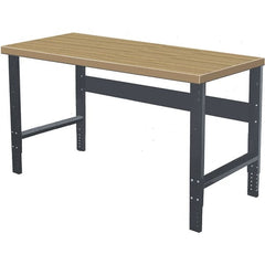 Hallowell - 60 Wide x 30" Deep x 34" High, Particle Board Workbench - Flat Top, Adjustable Legs, Black - Exact Tooling
