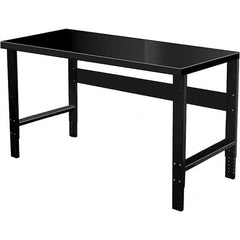 Hallowell - 48 Wide x 30" Deep x 34" High, Steel Workbench - Flat Top, Adjustable Legs, Black - Exact Tooling