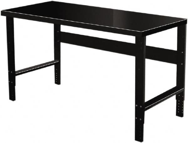 Hallowell - 72 Wide x 36" Deep x 34" High, Steel Workbench - Flat Top, Adjustable Legs, Black - Exact Tooling