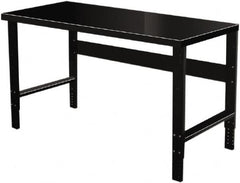 Hallowell - 72 Wide x 36" Deep x 34" High, Steel Workbench - Flat Top, Adjustable Legs, Black - Exact Tooling