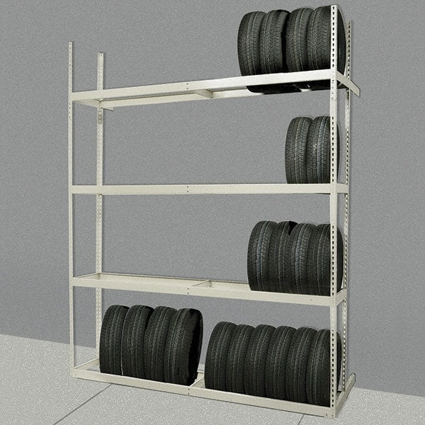 Hallowell - 3 Shelf Add-On Open Steel Shelving - 24 Lb Capacity, 60" Wide x 84" High x 21" Deep, Tan - Exact Tooling