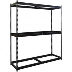 Hallowell - 3 Shelf Starter No Deck Open Steel Shelving - 1 Lb Capacity, 72" Wide x 84" High x 18" Deep, Black - Exact Tooling