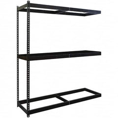 Hallowell - 3 Shelf Add-On No Deck Open Steel Shelving - 1 Lb Capacity, 72" Wide x 84" High x 36" Deep, Black - Exact Tooling