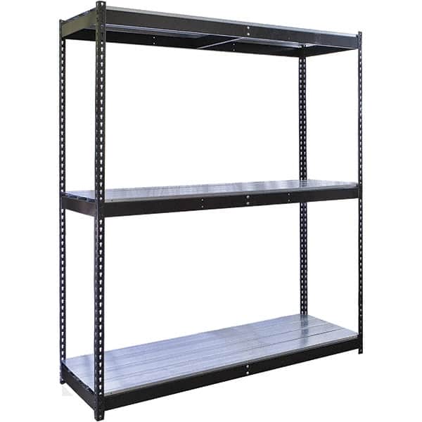 Hallowell - 3 Shelf Starter EZ-Deck Open Steel Shelving - 665 Lb Capacity, 60" Wide x 84" High x 36" Deep, Midnight Ebony - Exact Tooling