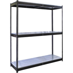 Hallowell - 3 Shelf Starter EZ-Deck Open Steel Shelving - 700 Lb Capacity, 48" Wide x 84" High x 24" Deep, Midnight Ebony - Exact Tooling
