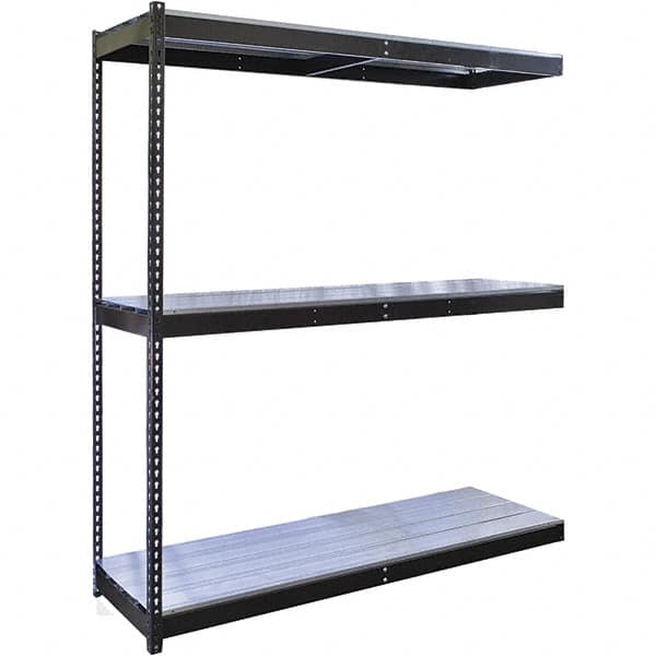 Hallowell - 3 Shelf Add-On EZ-Deck Open Steel Shelving - 700 Lb Capacity, 60" Wide x 84" High x 24" Deep, Midnight Ebony - Exact Tooling