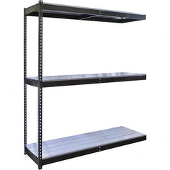 Hallowell - 3 Shelf Add-On EZ-Deck Open Steel Shelving - 650 Lb Capacity, 60" Wide x 84" High x 30" Deep, Midnight Ebony - Exact Tooling