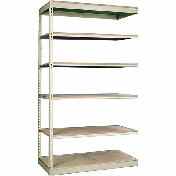 Hallowell - 6 Shelf Add-On Particle Board Open Steel Shelving - 250 Lb Capacity, 36" Wide x 84" High x 30" Deep, Tan - Exact Tooling