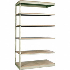 Hallowell - 6 Shelf Add-On Particle Board Open Steel Shelving - 250 Lb Capacity, 36" Wide x 84" High x 30" Deep, Tan - Exact Tooling