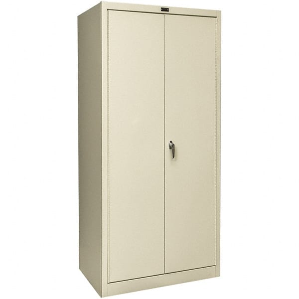 Hallowell - 4 Shelf Combination Storage Cabinet - Steel, 36" Wide x 24" Deep x 78" High, Tan - Exact Tooling