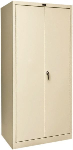 Hallowell - 4 Shelf Combination Storage Cabinet - Steel, 36" Wide x 24" Deep x 78" High, Tan - Exact Tooling