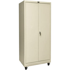 Hallowell - 4 Shelf Mobile Storage Cabinet - Steel, 36" Wide x 24" Deep x 78" High, Tan - Exact Tooling