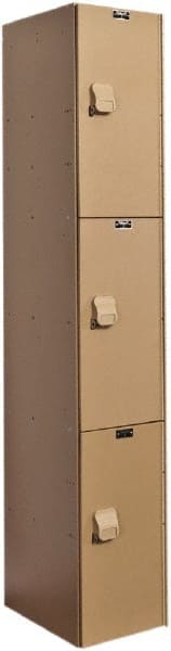Hallowell - 3 Door, 3 Tier, Solid Plastic Locker - Exact Tooling