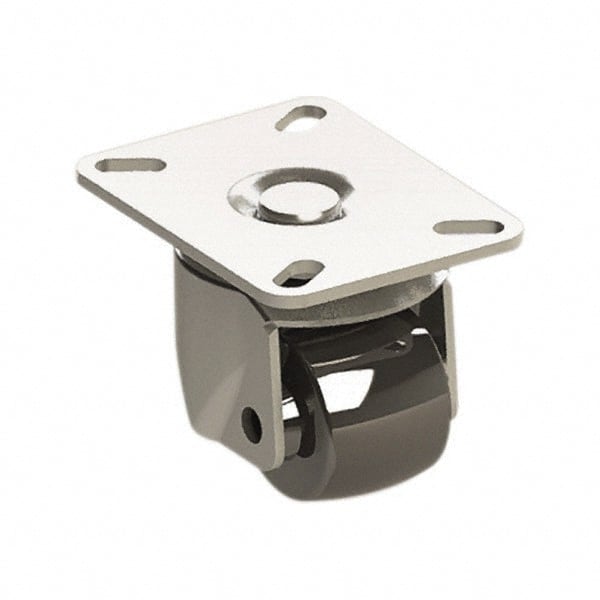 E.R. Wagner - 2" Diam x 1-3/4" Wide x 2-15/16" OAH Top Plate Mount Swivel Caster - Polyolefin, 200 Lb Capacity, 3-1/8 x 4-1/8" Plate - Exact Tooling