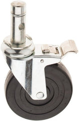 E.R. Wagner - 5" Diam x 1-1/4" Wide x 6-1/4" OAH Stem Mount Swivel Caster with Brake - Soft Rubber, 190 Lb Capacity, 1.0475 Friction Stem - Exact Tooling