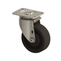 E.R. Wagner - 4" Diam x 1-1/2" Wide x 5-3/8" OAH Top Plate Mount Swivel Caster - Phenolic, 450 Lb Capacity, Roller Bearing, 2-3/4 x 3-3/4" Plate - Exact Tooling