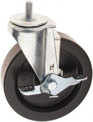 E.R. Wagner - 6" Diam x 1-1/2" Wide x 7-1/4" OAH Stem Mount Swivel Caster with Brake - Polyolefin, 450 Lb Capacity, Plastic Bearing, 1/2-13 x 1" Threaded Stem - Exact Tooling