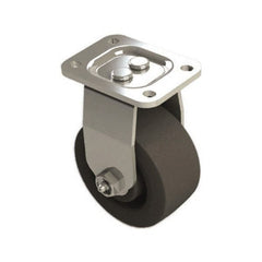 E.R. Wagner - 4" Diam x 2" Wide x 5-5/8" OAH Top Plate Mount Rigid Caster - Polyolefin, 600 Lb Capacity, Roller Bearing, 2-3/4 x 3-3/4" Plate - Exact Tooling