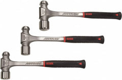 Proto - 3 Piece, 2, 2-1/2, 3 Lb Head Weight, Forged Steel, Ball Pein Hammer Set - 14-3/4, 15-1/4, 15-3/4" OAL, Shock Absorbing Grip Handles, Ball Pein - Exact Tooling