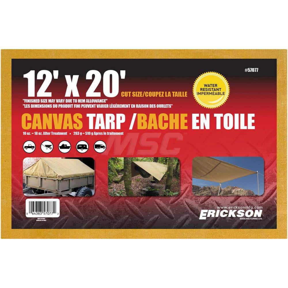 Erickson Manufacturing - Tarps & Dust Covers; Material: Canvas ; Width (Feet): 12.00 ; Grommet: Yes ; Color: Beige ; Length: 20 ; Additional Information: Finished Size May Vary Due to Hem Allowance - Exact Tooling