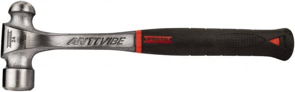 Proto - 1 Lb Head Steel Ball Pein Hammer - 12.87" Steel Handle with Grip, 1.31" Face Diam, 12-7/8" OAL, AntiVibe, Molded Textured Rubber Grip - Exact Tooling