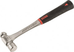 Proto - 3/4 Lb Head Steel Ball Pein Hammer - 12.12" Steel Handle with Grip, 1.16" Face Diam, 12-1/8" OAL, AntiVibe, Molded Textured Rubber Grip - Exact Tooling