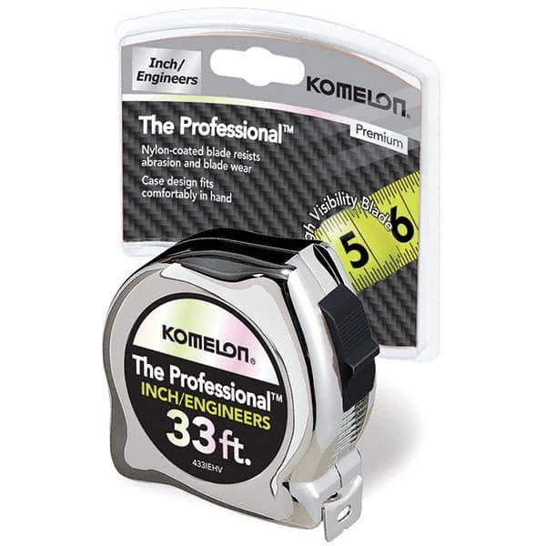 Komelon - 33' x 1" Hi-Vis Yellow/White Blade Tape Measure - Exact Tooling