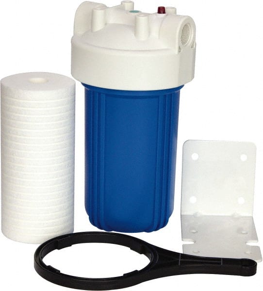 Value Collection - 4-1/2 Inch Outside Diameter, 9-7/8 Inch Cartridge Length, 5 Micron Rating, Cartridge Filter Assembly - 1 Inch Pipe, Reduces Dirt and Rust - Exact Tooling