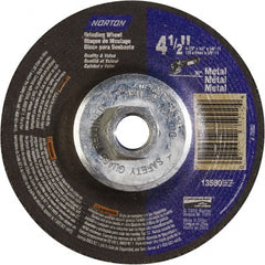 Norton - 24 Grit, 4-1/2" Wheel Diam, 1/4" Wheel Thickness, Type 27 Depressed Center Wheel - Aluminum Oxide - Exact Tooling