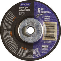 Norton - 24 Grit, 5" Wheel Diam, 1/4" Wheel Thickness, Type 27 Depressed Center Wheel - Aluminum Oxide - Exact Tooling