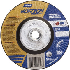 Norton - 24 Grit, 5" Wheel Diam, 1/4" Wheel Thickness, Type 27 Depressed Center Wheel - Ceramic, 12,225 Max RPM - Exact Tooling