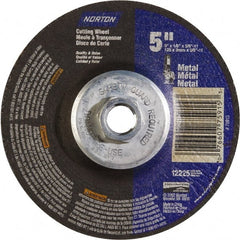 Norton - 24 Grit, 5" Wheel Diam, 5/8" Wheel Thickness, Type 27 Depressed Center Wheel - Aluminum Oxide - Exact Tooling