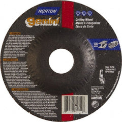 Norton - 46 Grit, 5" Wheel Diam, 3/32" Wheel Thickness, 7/8" Arbor Hole, Type 27 Depressed Center Wheel - Aluminum Oxide - Exact Tooling