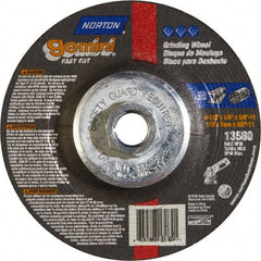 Norton - 24 Grit, 4-1/2" Wheel Diam, 1/4" Wheel Thickness, Type 27 Depressed Center Wheel - Aluminum Oxide - Exact Tooling