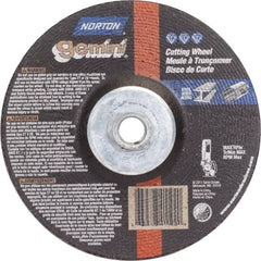 Norton - 36 Grit, 4-1/2" Wheel Diam, 1/8" Wheel Thickness, Type 27 Depressed Center Wheel - Aluminum Oxide, 13,580 Max RPM - Exact Tooling