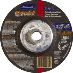 Norton - 24 Grit, 4-1/2" Wheel Diam, 1/8" Wheel Thickness, Type 27 Depressed Center Wheel - Aluminum Oxide, 13,580 Max RPM - Exact Tooling