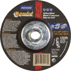 Norton - 46 Grit, 5" Wheel Diam, Type 27 Depressed Center Wheel - Aluminum Oxide - Exact Tooling