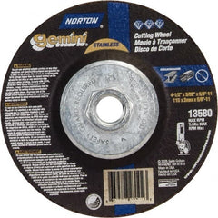 Norton - 36 Grit, 4-1/2" Wheel Diam, 3/32" Wheel Thickness, Type 27 Depressed Center Wheel - Aluminum Oxide - Exact Tooling