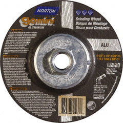 Norton - 24 Grit, 4-1/2" Wheel Diam, 1/4" Wheel Thickness, Type 27 Depressed Center Wheel - Aluminum Oxide, 13,580 Max RPM - Exact Tooling